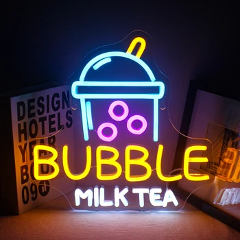 A Bubble Tea, Tej neonok Boba Tea Led Tábla Fal Dekoráció Akril Tej, Tea Fény Jele, Neon Fény Bár, Kávéház Kijelző Neon