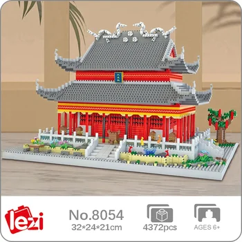 Lezi 8054 Világ Építészeti Konfucius-Templom, Palota Pavilon Kerti Mini Gyémánt Blokk Tégla Épület Játék A Gyermekek Számára, Nincs Doboz