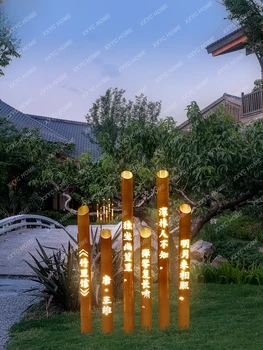 Kültéri Kerti Lámpa Park Festői Spot Világítás Táj Lámpa Vízálló Szimuláció Világító Bambusz Lámpa