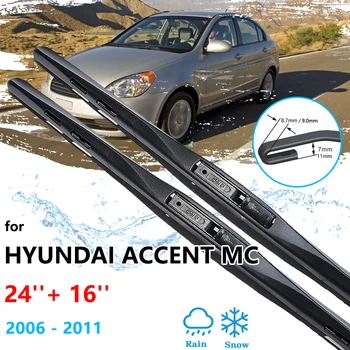 2x A Hyundai Accent MC 2006 2007~2011 Első Autó Ablaktörlő Kefék Pengék Ablak, Szélvédő Szélvédő Tisztítás Alátét Kiegészítők