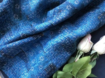 Azúr kék vászon nyomtatott rózsa minta cheongsam szövet High-end vászon anyag