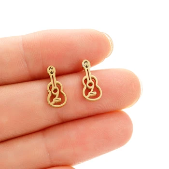 1 Pár Rozsdamentes Acél Hangszer Gitár Fülbevaló Női Lány Earing Zenei Fülbevaló Fél Ajándék