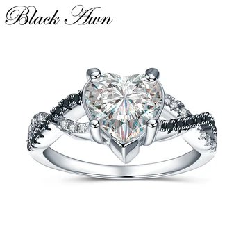 Fekete Toklász 2023 Új Szív Divat Gyűrű A Nők Klasszikus Ezüst Színű divat ékszerek Bague a Nők Esküvői Gyűrű Bijoux C025