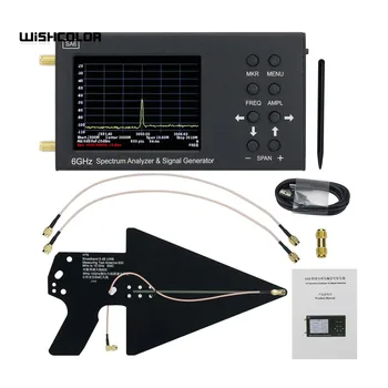 Wishcolor Hordozható SA6 spektrumelemző Jel Generátor + HT6 Napló Időszakos Antenna 0.6-10GHz EMC Antenna 2G 3G 4G LTE
