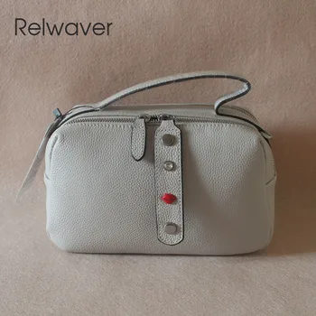 Relwaver szürke fehér párna, táska valódi tehén bőr messenger bag 2023 őszi téli női válltáska divat cipzár kézi táska