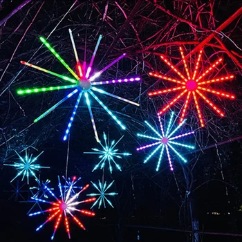 RGB Kerti Tűzijáték Fény Szabadtéri Starburst Fény Villogó Szélmalom Lámpa Karácsonyi Koszorú Lóg Csillagos Gömb Lámpa
