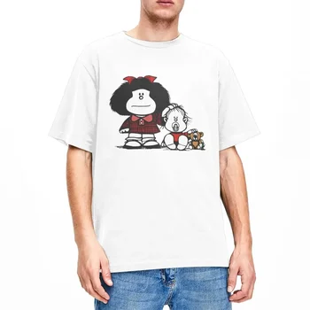 Férfiak, Nők, Ingek Kawaii Hermanos Mafalda Árut Divat Pamut Rövid Ujjú Aranyos Képregény Póló Kerek Nyakú Felsők Új Érkezés