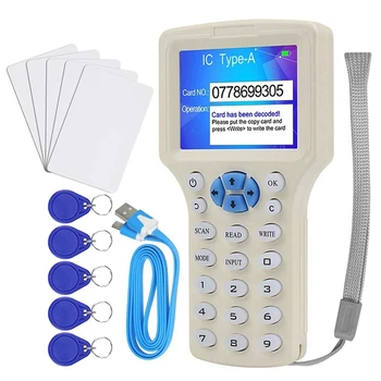 RFID Olvasó Író Sokszorosító 10 Frekvencia NFC Smart Kártya Programozó 125Khz 13.56 Mhz-es Titkosított Dekóder Írható Kulcs