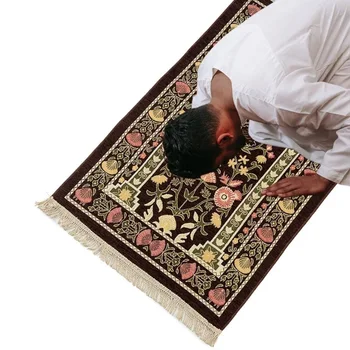 70x110cm Puha Istentisztelet Térdre Utazási Ima Szőnyeg Szőnyeg Iszlám Muszlim Imádkozik, Hímzett Szőnyeg Tassel Dekoráció Ramadan Istentisztelet Takaró
