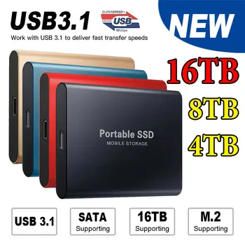 Új Hordozható SSD 2TB Külső szilárdtestalapú Meghajtó 1 tb-os nagysebességű Külső Merevlemez M. 2 USB 3.1 Felület, a háttértár merevlemez