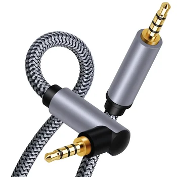 3,5 mm-es férfi Férfi 4 Lengyelek Sztereó Hosszabbító Kábel 3 5 Jack Aranyozott HiFi Audio Vonal 90 fokos Autó Aux Cabo iPhone Samsung