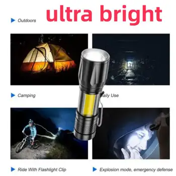 Mini Újratölthető LED-es Zseblámpa Mini Zoom Fáklya Kerti Kemping Erős Lámpa Lámpa Vízálló Taktikai Led Lámpa Hordozható