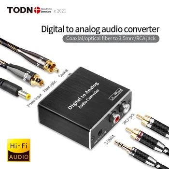 TODN Convertidor de Audió Digitális egy analógico, amplificador óptico RCA koaxiális L/R, adaptador