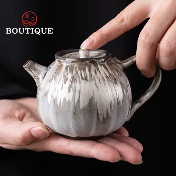 200ml Tinta Fazekas Ezüst Színű Teáskanna Durva Kerámia Retro Háztartási Kézzel készített Tea Kettle Kung Fu Tea-Készlet tart Egységes Pot