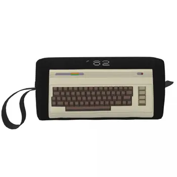Retro Commodore 64 Kozmetikai Táska Női Divat Nagy Kapacitás C64 Amiga Számítógép Smink Szépség Fürdőszobai Tároló Zsák