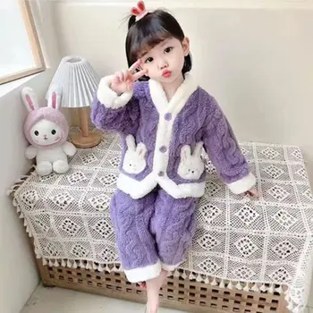 Téli Kigurumi Gyerek Pizsama Szett Nyuszi Koreai Pizsama Állat Baba Pizsama Lány Ruha 8 Év Meghatározott Tini Kislányok Ruházat