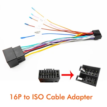 16 Pin ISO Kábel Automatikus Autó Nyilvános ABS Univerzális Autós Sztereó Rádió Adapter Csatlakozó Kábelköteg