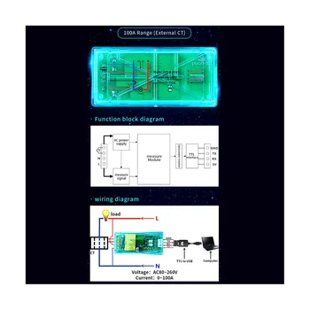 100A PZEM 004T 3.0 Wattmeter+Ügyet+Közel CT Kwh Méter Voltos Erősítő Jelenlegi Vizsgálati Modul az Arduino TTL COM2/COM3/COM4