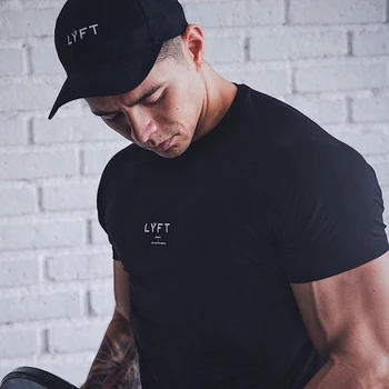 JP&UK Férfi póló, Rövid Ujjú Pamut Alkalmi Gym Fitness póló Testépítő Edzés Nyomtatás Pólók Felsők Férfi LYFT Márka Ruházat