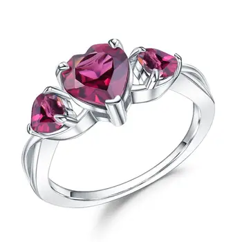 GEM BALETT 2.06 Ct Természetes Rhodolite Garnet Szív Gyűrű 100%925 Sterling Ezüst Drágakő Gyűrű A Nők Valentin Nap Ékszerek