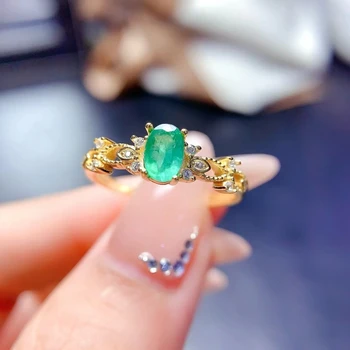 MeiBaPJ 4mm*6mm Természetes Smaragd Divat Gyűrű a Nők Igazi 925 Sterling Ezüst Charm Szép Esküvői Ékszerek