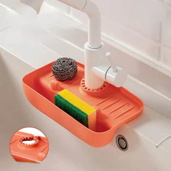 Csaptelep splash-proof csatorna rack mosogató víz gyűjtemény pad csúszásmentes pulton pad konyha rag szivaccsal törölje csatorna tároló állvány