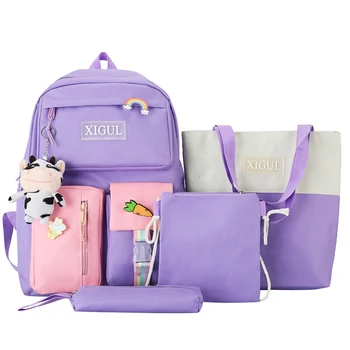 4 db meghatározott Aranyos Gyermekek Iskolai Hátizsák aranyos hátizsák a Tizenéves Lányok multi-pocket Iskola táska Gyerekeknek pink lila fekete