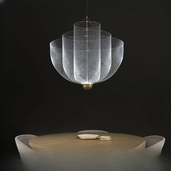 Étkező fény luxus poszt-modern rács fém modell hálószoba kreatív bár csillár