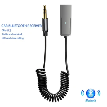 Autós Bluetooth 5.2 A Vevő Adapter Zene Autó, USB, 3.5 mm jack Magas hanghívás Támogatás Adapter Plug And Play Adó