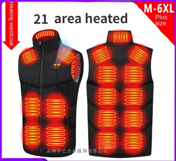 21Areas Fűtött Mellény Férfi Elektromos Fűtés Mellény Usb-Fűthető Kabát Fűtött Mellény a Nők Fűtött Bodywarmer Fűtött Le Kerékpározás Dzseki