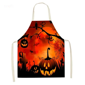 Halloween Dekoratív Vászon Kötényt a Gyerekek Játszanak Algásodásgátló Szellem Nyomtatás Kötény Felnőtt Ünnepi BBQ Főzés Díszítő Kellékek