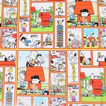 TAKARA TOMY Snoopy Olvasási Idők 100 Pamut Szövet DIY Patchwork Textil Tissu Haza Ruhát Varrni Ruha Anyag