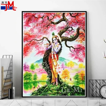 Cseresznye fa, Indiai Úr Shiva,a Táj,a Diy Gyémánt Hímzett Virág Gyémánt Festmény Teljes Négyzet, Kör Gyakorlat Vallás, Haza