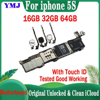 16 GB/32 GB/64 gb-os iphone 5S Alaplap/nem Touch ID,100% Eredeti Nyitva teljes chips & IOS rendszer Logikai kártya Ingyenes icloud